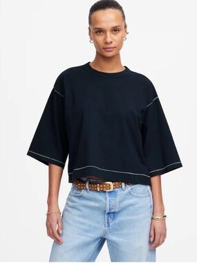 Madewell  Dark Navy Wide-Sleeve Boxy Tee